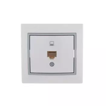 Розетка компьютерная 1-м СП Mira RJ45 бел./сер. LEZARD 701-0215-139