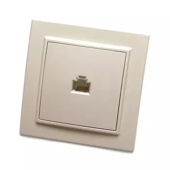 Розетка компьютерная 1-местная RJ-45, STEKKER серия Эрна, слоновая кость, PST00-9007-02