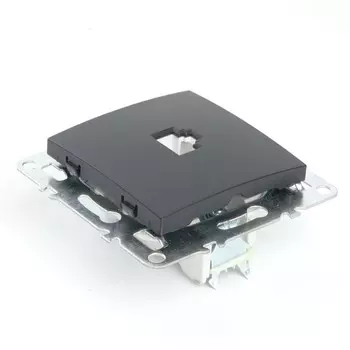 Розетка компьютерная 1-местная RJ-45 (механизм), STEKKER серия Эрна, PST00-9107-03, черный