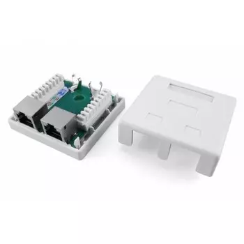 Розетка компьютерная 2-м ОП Dual IDC SB1-2-8P8C-C5e-SH-WH RJ45 (8P8C) кат.5E экранир. Hyperline 430233