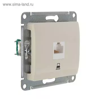 Розетка компьютерная "Glossa" SchE GSL000281K, одноместная, скрытая, цвет бежевый