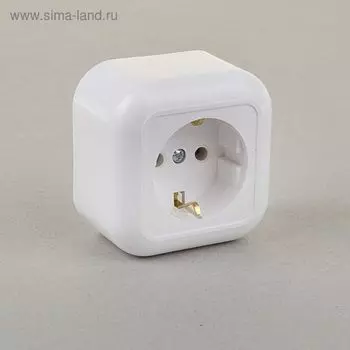 Розетка "Кунцево" РА16-638 Валентина, 16 А, 230 В, одноместная, наружная, с з/к, белая