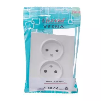 Розетка LEZARD 742-0200-128B VESNA, СП, 2 розетки, цвет белый