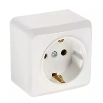 Розетка одноместная Luazon Lighting "СПБ", 16 А, с з/к, белая