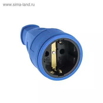 Розетка переносная 16-005, 16 А, 250 В, IP20, с з/к, без заглушки, каучук, синяя