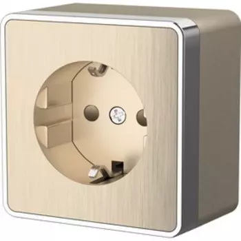 Розетка с заземлением и шторками WL15-02-02, цвет шампань рифленый