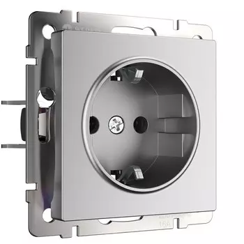 Розетка с заземлением (серебряный матовый) W1171065