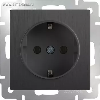 Розетка с заземлением WL04-SKG-01-IP20 цвет графит рифленый, материал пластик