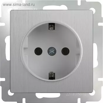 Розетка с заземлением WL09-SKG-01-IP20, цвет cеребряный