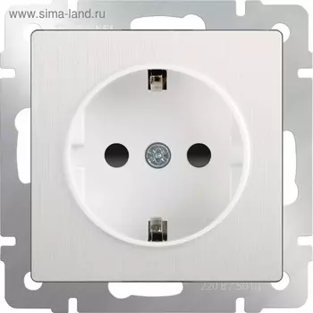 Розетка с заземлением WL13-SKG-01-IP20, цвет перламутровый рифленый