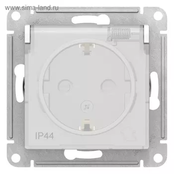Розетка SE ATLASDESIGN, 16 А, 250 В, встраив., с з/к, шторки, крышка, IP44, белая, ATN200145