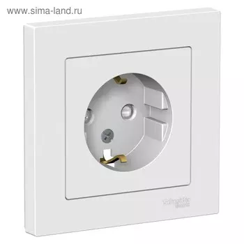 Розетка SE ATLASDESIGN, 16 А, 250 В, встраиваемая, с з/к, шторки, IP20, белая, ATN000144