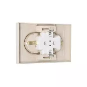 Розетка SE ATLASDESIGN, 16 А, двойная, в сборе, с з/к, бежевая