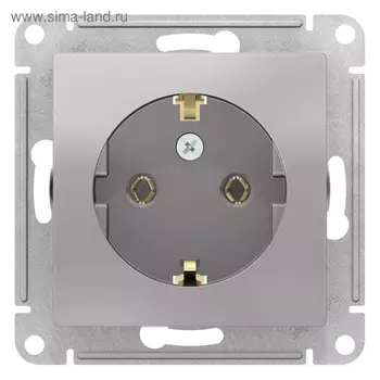 Розетка SE ATLASDESIGN, 16 А, с з/к, механизм, цвет алюминий