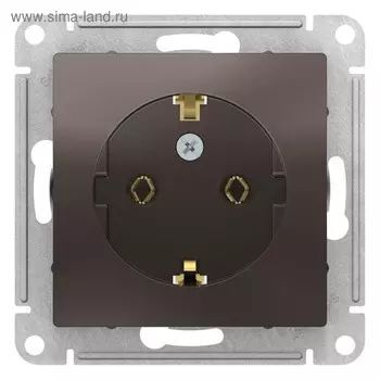 Розетка SE ATLASDESIGN, 16 А, с з/к, механизм, цвет мокко