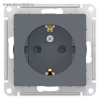 Розетка SE ATLASDESIGN, 16 А, со шторками,с з/к, механизм, цвет грифель