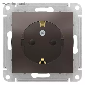 Розетка SE ATLASDESIGN, 16 А, со шторками,с з/к, механизм, цвет мокко