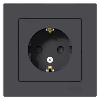 Розетка SE ATLASDESIGN, 16 А, со шторками, в сборе,с з/к, цвет карбон