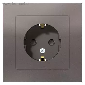 Розетка SE ATLASDESIGN, 16 А, со шторками, в сборе, с з/к, цвет мокко