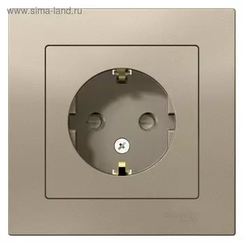 Розетка SE ATLASDESIGN, 16 А, со шторками, в сборе,с з/к, цвет шампань