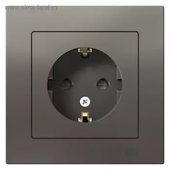 Розетка SE ATLASDESIGN, 16 А, со шторками, в сборе, с з/к, цвет сталь