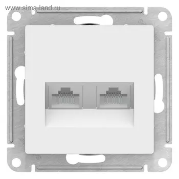 Розетка SE ATLASDESIGN, двойная, компьютерная, RJ45+RJ45, кат.5E, механизм, белый