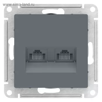 Розетка SE ATLASDESIGN, двойная, компьютерная, RJ45+RJ45, кат.5E, механизм, цвет грифель
