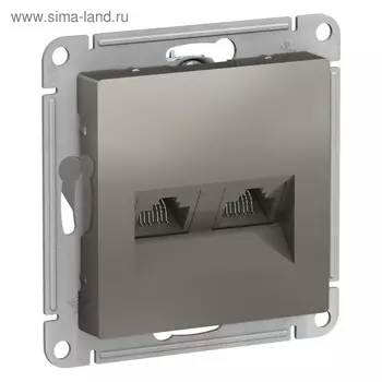 Розетка SE ATLASDESIGN, двойная, компьютерная, RJ45+RJ45,кат.5E, механизм, цвет сталь