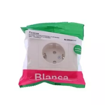 Розетка SE Blanca, 16 А, 250 В, встраиваемая, с з/к, шторки, IP20, бежевая, BLNRS001117