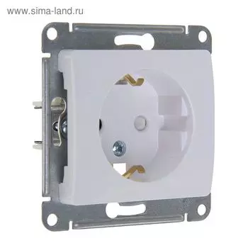 Розетка SE Glossa, 16 А, 250 В, встраиваемая, с з/к, шторки, IP20, белая, GSL000145