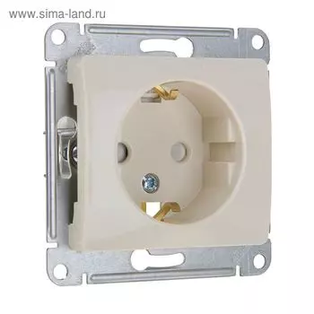 Розетка SE Glossa, 16 А, 250 В, встраиваемая, с з/к, шторки, IP20, бежевая, GSL000245