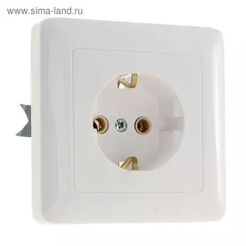 Розетка SE "Хит", 16 А, 250 В, встраиваемая, с з/к, IP20, белая, RS16-134-B