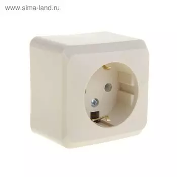 Розетка SE "Этюд", 16 А, 250 В, накладная, с з/к, IP20, кремовая, PA16-003K