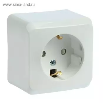 Розетка SE "Этюд", 16 А, 250 В, накладная, с з/к, шторки, IP20, белая, PA16-004B
