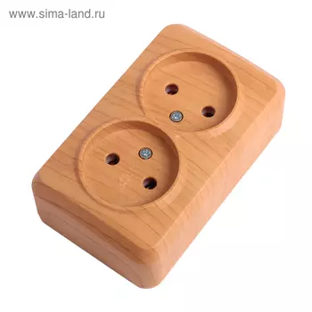 Розетка Smartbuy "Юпитер", 10 А, двухместная, наружная, без заземления, светлое дерево