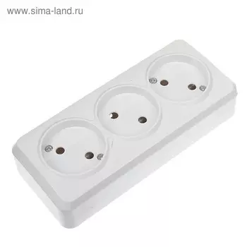Розетка Smartbuy "Юпитер", 10 А, трехместная, открытая, без з/к, белая