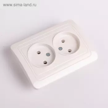 Розетка Smartbuy "Марс", двухместная, 10 А, без заземления, белая