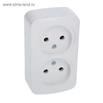 Розетка СОЮЗ "Электра", 16 А, двухместная, наружная, без з/к, белая