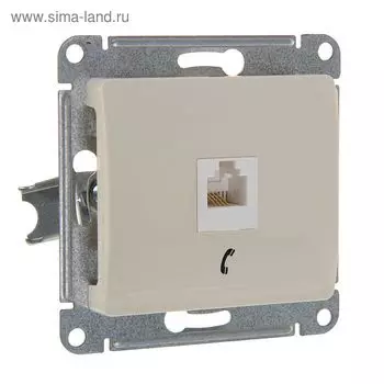Розетка телефонная "Glossa" SchE, одноместная, , скрытая, цвет бежевый