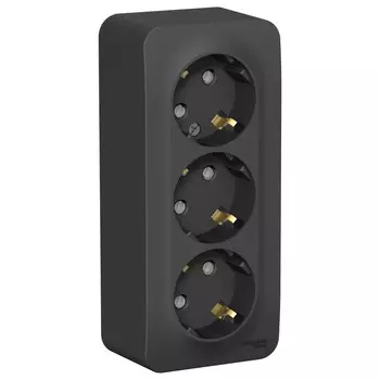 Розетка тройная SE Blanca, 16 А, 250 В, накладная, с з/к, шторки, IP20, антр., BLNRA011316