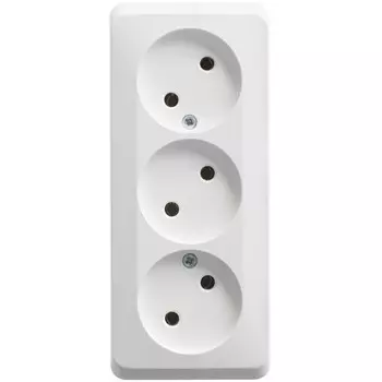 Розетка тройная SE "Этюд", 16 А, 250 В, накладная, без з/к, IP20, белая, PA16-009B