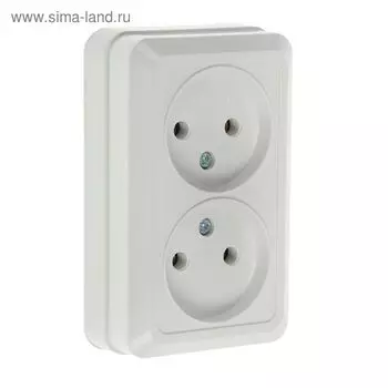 Розетка UNIVersal "Олимп", 16 А, двухместная, наружная, без з/к, белая