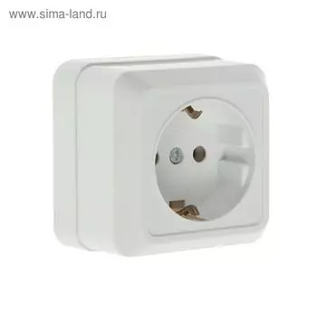 Розетка UNIVersal "Олимп", 16 А, одноместная, наружная, с з/к, белая