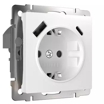 Розетка W1171701 с заземлением, шторками и USB, тип A+C, белый