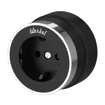 Розетка W5871051 с заземлением Vintage, чёрный матовый хром