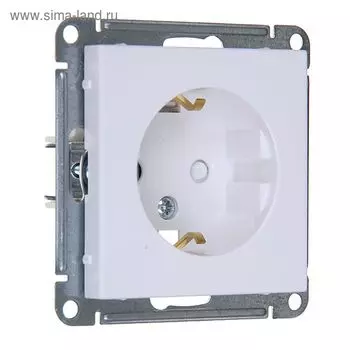 Розетка "W59" SchE RS16-152-1-86, 16 А, одноместная, с з/к, с защитными шторками, белая