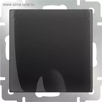 Розетка влагозащ. с зазем. с защит. крышкой и шторками WL08-SKGSC-01-IP44, цвет черный