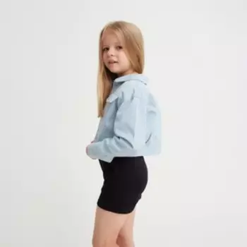Рубашка для девочки джинсовая, укороченная KAFTAN, размер 34 (122-128 см), цвет голубой