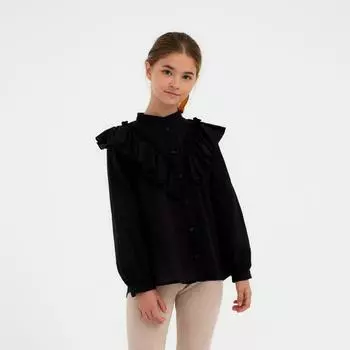 Рубашка для девочки MINAKU: Cotton collection, цвет чёрный, рост 110 см