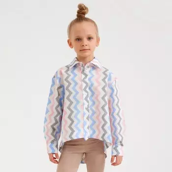 Рубашка для девочки MINAKU: Cotton Collection, белая, рост 122 см
